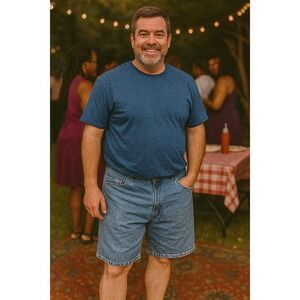 VTG Wrangler Premium Men Size 36 Jorts Denim Blue Baggy Relaxed Bermuda Shorts